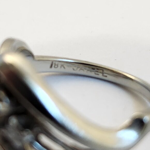 White Gold 18K Solid Natural 3 Diamond .45cts Ring Sz 5 4.28g VTG - Picture 13 of 14